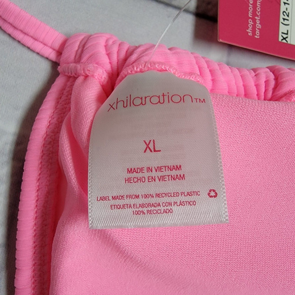 Xhilaration Juniors' Ribbed Apron Front Bralette Bikini Top Pink Size XL (12-14) - Picture 6 of 8